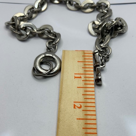 Men's Chunky Chain Necklace Silver Tone Toggle Clasp Statement Industrial 34" - Picture 8 of 8